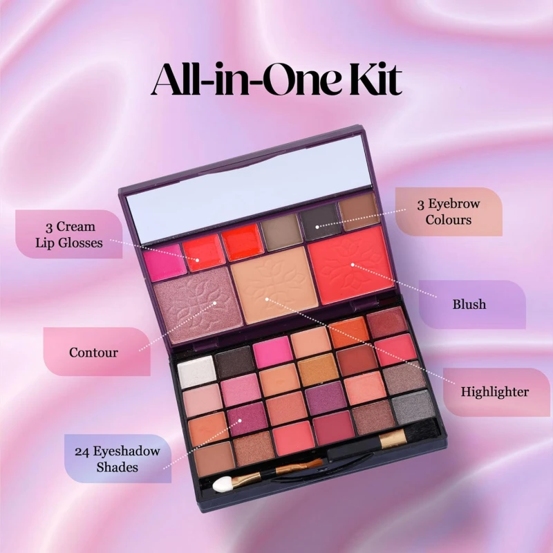Hilary Rhoda The Collective Face Palette,3 Cream Lip Glosses,3 Eyebrow Colours,Highlighter,Contour & Blush,24 Eyeshadow,Highly Pigmented Face Palette,Blends Easily,Makeup Kit For Women,55G (Multi-2) thumbnail 6